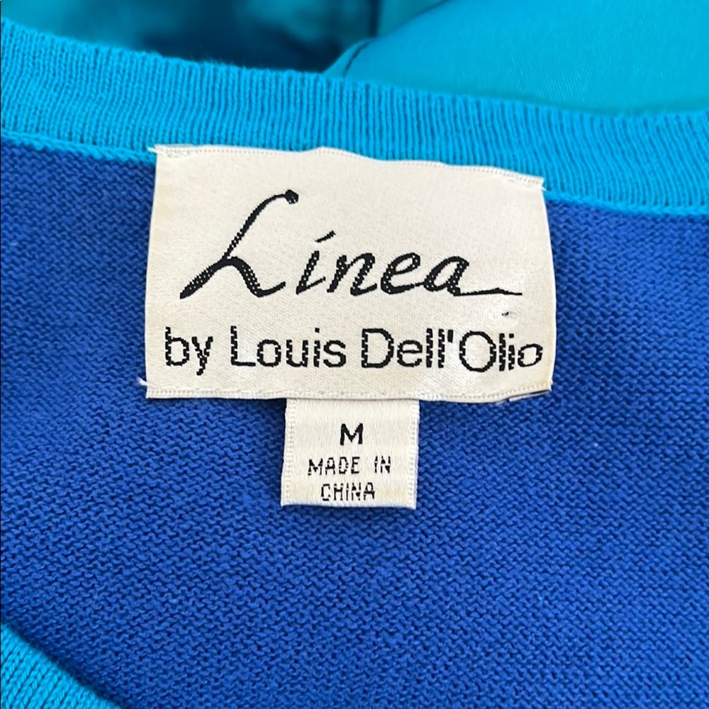 Vintage Linea by Louis Dell’Olio filigree 3 piece lined skirt suit blue green M - Picture 15 of 16